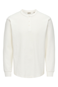 Only and Sons ONSEDDY HERRINGBONE LS HENLEY TEE cloud dancer