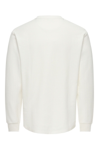 Only and Sons ONSEDDY HERRINGBONE LS HENLEY TEE cloud dancer
