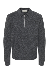 Only and Sons ONSWREN RLX ZIP POLO KNIT dark grey melange