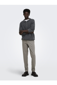 Only and Sons ONSWREN RLX ZIP POLO KNIT dark grey melange