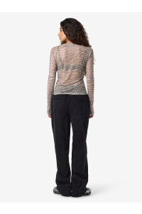 Noisy May NMJUDITH L/S MESH TOP JRS LX chinchilla/morel zebra