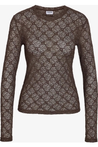 Noisy May NMJUDITH L/S MESH TOP BG NOOS chocolate brown