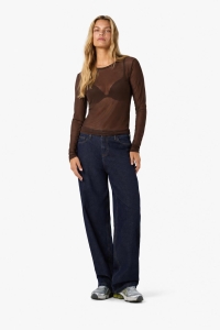 Noisy May NMJUDITH L/S MESH TOP BG NOOS chocolate brown