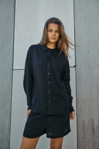 Noisy May NMLEILANI L/S LOOSE SHIRT WVN NOOS black