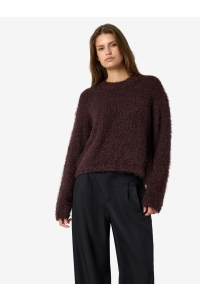 Noisy May NMSASSY L/S O-NECK KNIT NOOS chocolate plum