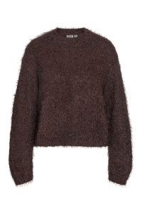 Noisy May NMSASSY L/S O-NECK KNIT NOOS chocolate plum