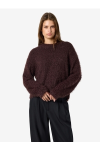 Noisy May NMSASSY L/S O-NECK KNIT NOOS chocolate plum