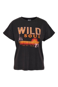 Noisy May NMBOHDI GABY S/S WASHED T-SHIRT JRS: obsidian/desert