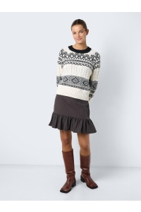 Noisy May NMFESPA NW SHORT SKIRT FWD morel/white pinstripe