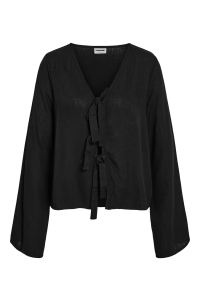 Noisy May NMLEILANI L/S V-NECK TIE BLOUSE WVN black