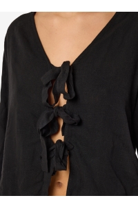 Noisy May NMLEILANI L/S V-NECK TIE BLOUSE WVN black