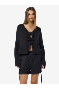 Noisy May NMLEILANI L/S V-NECK TIE BLOUSE WVN black