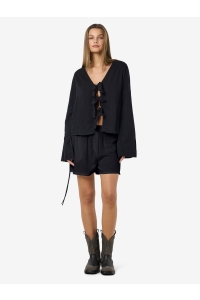 Noisy May NMLEILANI L/S V-NECK TIE BLOUSE WVN black