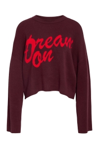 Noisy May NMSHYLA L/S O-NECK KNIT FWD DD windsor wine/racing red dream on