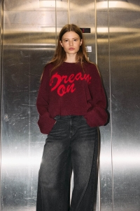 Noisy May NMSHYLA L/S O-NECK KNIT FWD DD windsor wine/racing red dream on