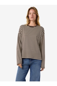 Noisy May NMMOCCA L/S REGULAR FIT TOP JRS NOO: chocolate brown/birch