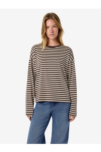 Noisy May NMMOCCA L/S REGULAR FIT TOP JRS NOO: chocolate brown/birch