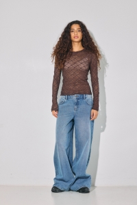 Noisy May NMJUDITH L/S LACE TOP NOOS chocolate brown