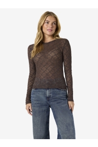 Noisy May NMJUDITH L/S LACE TOP NOOS chocolate brown