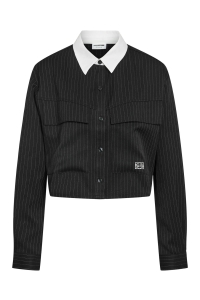 Noisy May NMDALLAS L/S CROP PINSTRIPE SHIRT F: black/white pinstripe