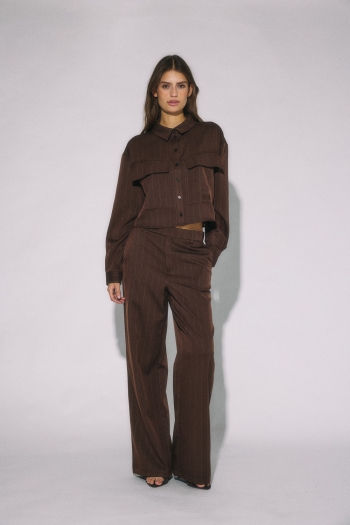 Noisy May NMDALLAS L/S CROP PINSTRIPE SHIRT F: