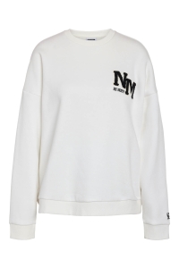Noisy May NMBELIEVE L/S O-NECK SWEAT JRS cloud dancer/black emb