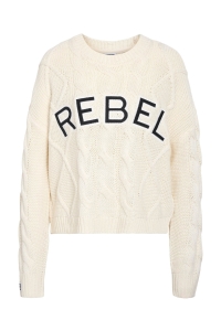 Noisy May NMREBECCA L/S O-NECK CABLE KNIT birch/rebel in navy blazer