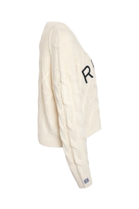 Noisy May NMREBECCA L/S O-NECK CABLE KNIT birch/rebel in navy blazer