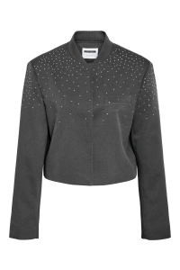 Noisy May NMELLIE RHINESTONE CROPPED JACKET F: dark grey melange