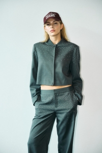 Noisy May NMELLIE RHINESTONE CROPPED JACKET F: dark grey melange