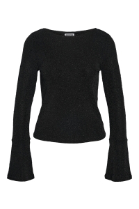 Noisy May NMGILLY L/S BOATNECK BELLSLEEVE TOP: black/black lurex leo