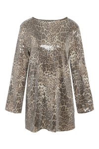 Noisy May NMJESSY L/S MINI SEQUIN DRESS JRS silver mink/leo sequin