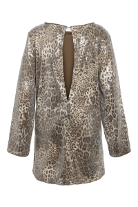 Noisy May NMJESSY L/S MINI SEQUIN DRESS JRS silver mink/leo sequin