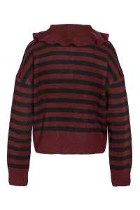 Noisy May NMBROOKE L/S FRILL COLLAR KNIT windsor wine/black