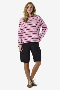 Noisy May NMEMBER L/S STRIPE SWEAT NOOS begonia pink/tibetan red + brigh