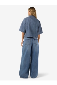 Noisy May NMENZA S/S REG CROP SHIRT MG004MB N: medium blue denim