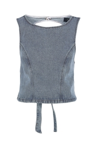 Noisy May NMVICKA BACK TIE S/L DENIM TOP VI62: medium blue denim