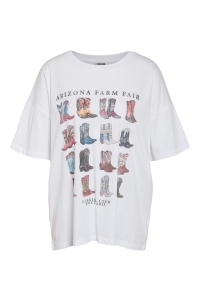 Noisy May NMIDA COWBOYS/S T-SHIRT JRS FWD bright white/cowboy boots