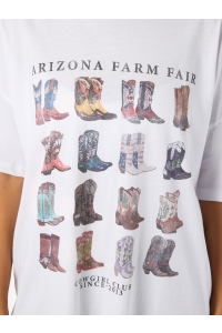 Noisy May NMIDA COWBOYS/S T-SHIRT JRS FWD bright white/cowboy boots