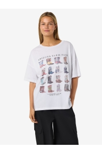 Noisy May NMIDA COWBOYS/S T-SHIRT JRS FWD bright white/cowboy boots