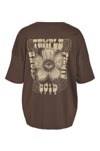 Noisy May NMIDA S/S O-NECK STP T-SHIRT JRS chocolate brown