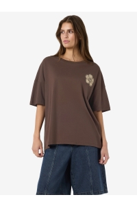 Noisy May NMIDA S/S O-NECK STP T-SHIRT JRS chocolate brown