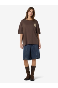Noisy May NMIDA S/S O-NECK STP T-SHIRT JRS chocolate brown