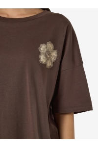 Noisy May NMIDA S/S O-NECK STP T-SHIRT JRS chocolate brown