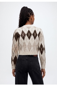 Noisy May NMBLESS L/S ARGYLE KNIT CARDIGAN birch/argyle