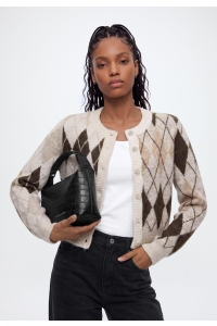 Noisy May NMBLESS L/S ARGYLE KNIT CARDIGAN birch/argyle