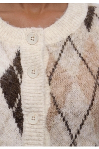 Noisy May NMBLESS L/S ARGYLE KNIT CARDIGAN birch/argyle