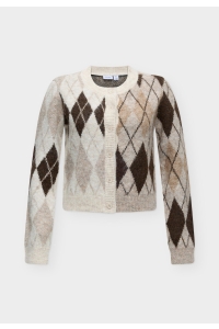 Noisy May NMBLESS L/S ARGYLE KNIT CARDIGAN birch/argyle