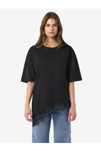 Noisy May NMEASY LACE DETAIL S/S T-SHIRT NOOS: black/black lace
