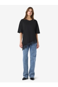 Noisy May NMEASY LACE DETAIL S/S T-SHIRT NOOS: black/black lace